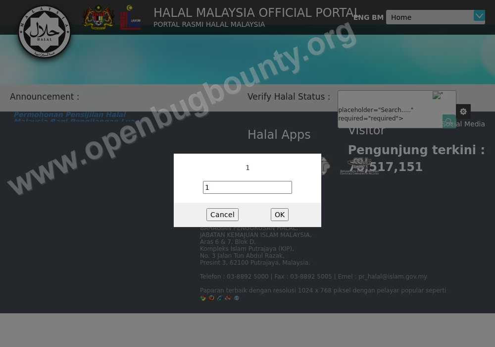 halal.gov.my  vulnerability