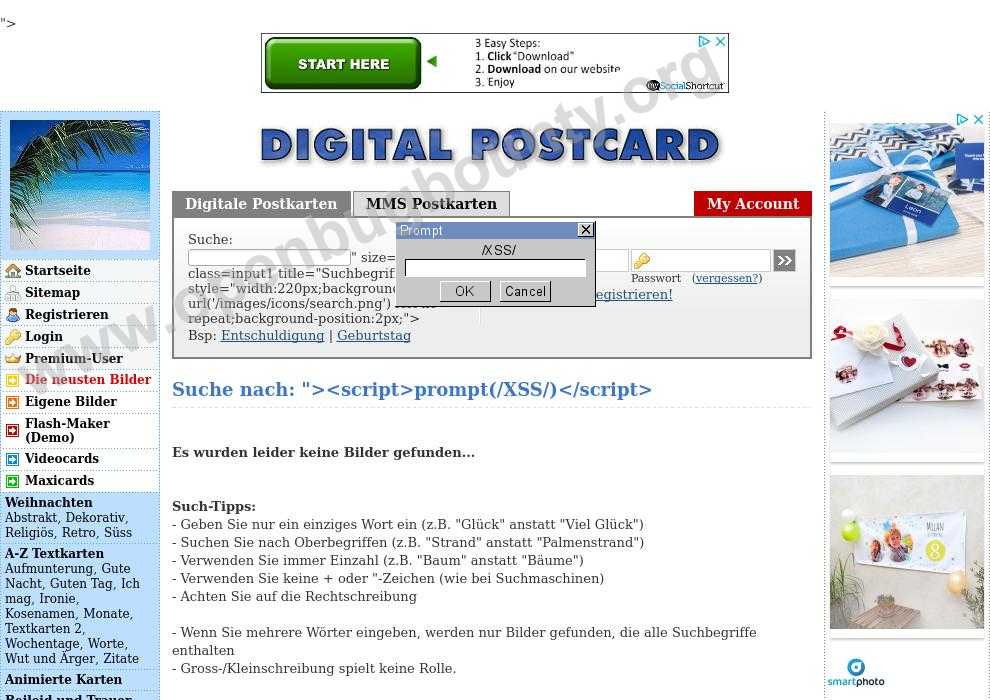 Digital Postcard Ch Cross Site Scripting Vulnerability Open Bug Bounty