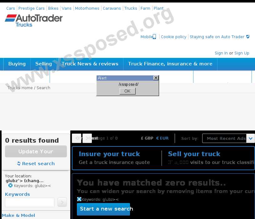 Trucks Autotrader Co Uk Cross Site Scripting Vulnerability Open